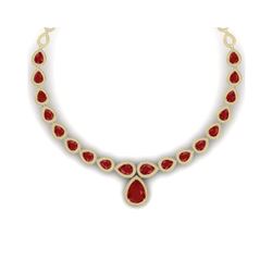 51.41 ctw Ruby & VS Diamond Necklace 18K Yellow Gold