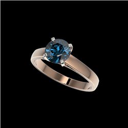 1.50 ctw Certified Intense Blue Diamond Engagement Ring 10K Rose Gold