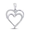 Image 1 : Sterling Silver Round Diamond Double Heart Pendant 1/10 Cttw