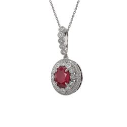 4.67 ctw Certified Ruby & Diamond Victorian Necklace 14K White Gold