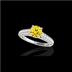 1.4 ctw Certified SI/I Fancy Intense Yellow Diamond Ring 10K White Gold