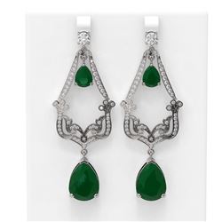 30.32 ctw Emerald & Diamond Earrings 18K White Gold