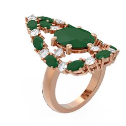 12.63 ctw Emerald & Diamond Ring 18K Rose Gold