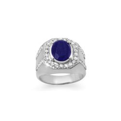 5.75 ctw Sapphire & Diamond Men's Ring 10K White Gold