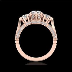 2.18 ctw VS/SI Diamond Art Deco 3 Stone Ring 18K Rose Gold