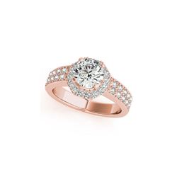 0.9 ctw Certified VS/SI Diamond Halo Ring 18K Rose Gold