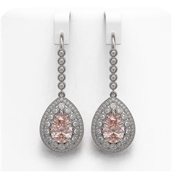 8.35 ctw Morganite & Diamond Victorian Earrings 14K White Gold