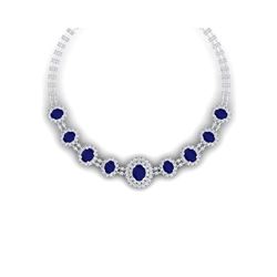 45.69 ctw Sapphire & VS Diamond Necklace 18K White Gold