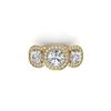 Image 1 : 2.7 ctw Cushion VS/SI Diamond Art Deco 3 Stone Ring 18K Yellow Gold