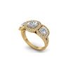 Image 2 : 2.7 ctw Cushion VS/SI Diamond Art Deco 3 Stone Ring 18K Yellow Gold