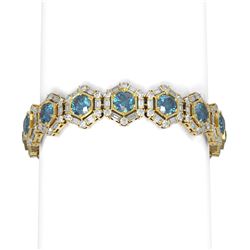 25 ctw Intense Blue Diamond Bracelet 18K Yellow Gold