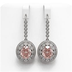 13.82 ctw Morganite & Diamond Victorian Earrings 14K White Gold