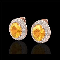 8 ctw Citrine & Micro Pave VS/SI Diamond Earrings 14K Rose Gold