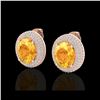 Image 1 : 8 ctw Citrine & Micro Pave VS/SI Diamond Earrings 14K Rose Gold