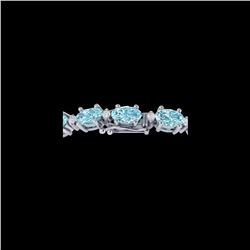 14 ctw Sky Blue Topaz & VS/SI Diamond Eternity Bracelet 10K White Gold