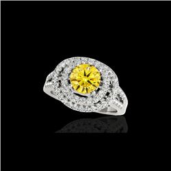 1.75 ctw Certified SI/I Fancy Intense Yellow Diamond Ring 10K White Gold