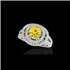 Image 1 : 1.75 ctw Certified SI/I Fancy Intense Yellow Diamond Ring 10K White Gold
