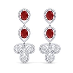 9.75 ctw Designer Ruby & VS Diamond Earrings 18K White Gold