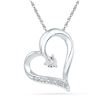 Image 1 : 10kt White Gold Round Diamond Heart Pendant .01 Cttw