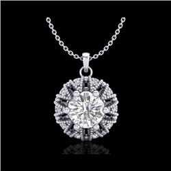 1.2 ctw VS/SI Diamond Art Deco Micro Pave Stud Necklace 18K White Gold