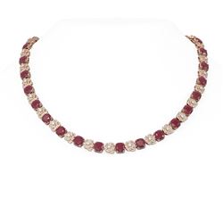 65.1 ctw Ruby & Diamond Necklace 18K Rose Gold
