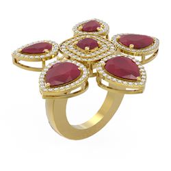 15.43 ctw Ruby Diamond Ring 18K Yellow Gold