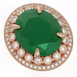29.04 ctw Certified Emerald & Diamond Victorian Ring 14K Rose Gold