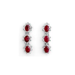 5.63 ctw Ruby & Diamond Earrings 14K White Gold