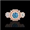 Image 2 : 1.01 ctw Fancy Intense Blue Diamond Art Deco Ring 18K Rose Gold