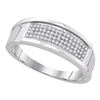 Image 1 : Sterling Silver Mens Round Diamond Wedding Four Row Band Ring 1/5 Cttw