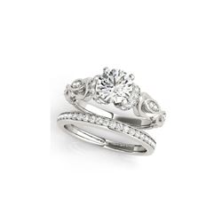 1.40 ctw Certified VS/SI Diamond 2pc Wedding Set Antique 14K White Gold