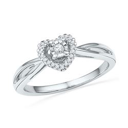 10kt White Gold Round Diamond Heart Solitaire Ring 1/8 Cttw