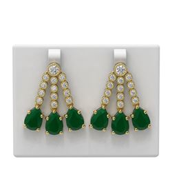 24.42 ctw Emerald & Diamond Earrings 18K Yellow Gold