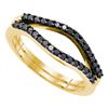 Image 1 : 10kt Yellow Gold Round Black Color Enhanced Diamond Ring Guard Wrap Solitaire Enhancer 1/3 Cttw