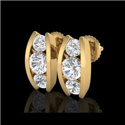 2.18 ctw VS/SI Diamond Solitaire Art Deco Stud Earrings 18K Yellow Gold