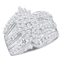 14kt White Gold Round Diamond Marquise-shape Cluster Ring 1.00 Cttw