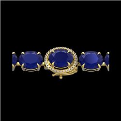 76 ctw Sapphire & Micro Pave Diamond Bracelet 14K Yellow Gold