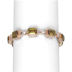 45.06 ctw Canary Citrine & Diamond Bracelet 18K Rose Gold