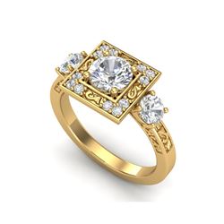 1.55 ctw VS/SI Diamond Solitaire Art Deco 3 Stone Ring 18K Yellow Gold