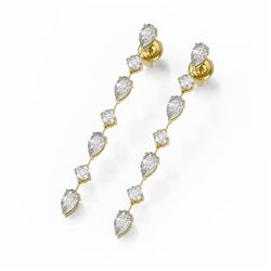 2.88 ctw Pear Cut Diamond Designer Earrings 18K Yellow Gold