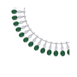 65.62 ctw Emerald & VS Diamond Necklace 18K White Gold
