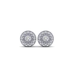 1.11 ctw VS/SI Diamond Art Deco Stud Earrings 18K White Gold