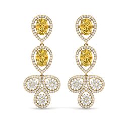 8.15 ctw Canary Citrine & VS Diamond Earrings 18K Yellow Gold