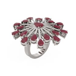 11.74 ctw Ruby & Diamond Ring 18K White Gold
