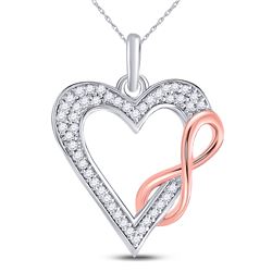 10kt Two-tone Gold Round Diamond Heart Infinity Pendant 1/8 Cttw