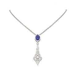 5.1 ctw Sapphire & Diamond Necklace 18K White Gold