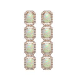 7.93 ctw Opal & Diamond Micro Pave Halo Earrings 10K Rose Gold