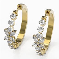 3 ctw Diamond Designer Earrings 18K Yellow Gold