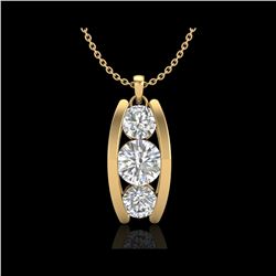 1.07 ctw VS/SI Diamond Art Deco Stud Necklace 18K Yellow Gold