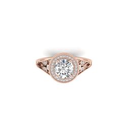 2.2 ctw Certified VS/SI Diamond Art Deco Micro Halo Ring 18K Rose Gold